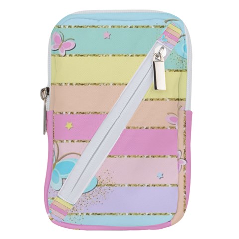 Pastel, Butterfly, Spring, Stripes, Belt Pouch Bag (Small) from ArtsNow.com