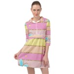 Pastel, Butterfly, Spring, Stripes, Mini Skater Shirt Dress