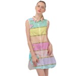 Pastel, Butterfly, Spring, Stripes, Sleeveless Shirt Dress