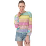 Pastel, Butterfly, Spring, Stripes, Banded Bottom Chiffon Top