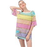 Pastel, Butterfly, Spring, Stripes, Oversized Chiffon Top