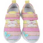 Pastel, Butterfly, Spring, Stripes, Kids  Velcro Strap Shoes