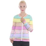 Pastel, Butterfly, Spring, Stripes, Casual Zip Up Jacket