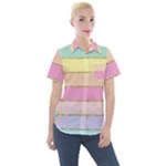 Pastel, Butterfly, Spring, Stripes, Women s Short Sleeve Pocket Shirt