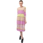 Pastel, Butterfly, Spring, Stripes, Ruffle End Midi Chiffon Dress