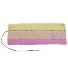 Pastel, Butterfly, Spring, Stripes, Roll Up Canvas Pencil Holder (S) from ArtsNow.com