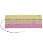 Pastel, Butterfly, Spring, Stripes, Roll Up Canvas Pencil Holder (S)