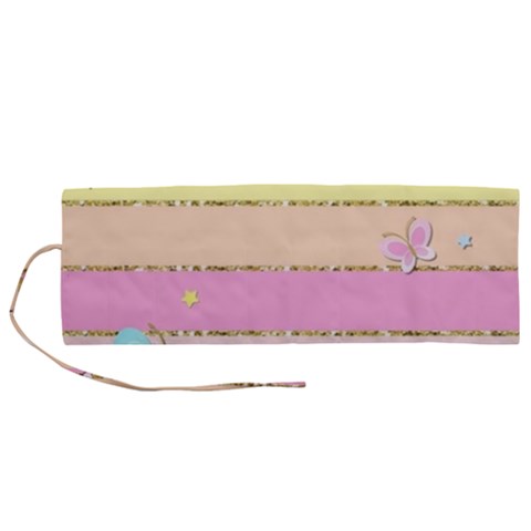 Pastel, Butterfly, Spring, Stripes, Roll Up Canvas Pencil Holder (M) from ArtsNow.com