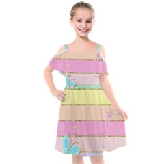 Kids  Cut Out Shoulders Chiffon Dress 