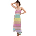 Pastel, Butterfly, Spring, Stripes, V-Neck Chiffon Maxi Dress