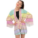 Pastel, Butterfly, Spring, Stripes, Long Sleeve Kimono