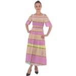 Pastel, Butterfly, Spring, Stripes, Shoulder Straps Boho Maxi Dress 