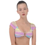 Pastel, Butterfly, Spring, Stripes, Cap Sleeve Ring Bikini Top