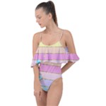 Pastel, Butterfly, Spring, Stripes, Drape Piece Swimsuit