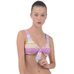 Pastel, Butterfly, Spring, Stripes, Front Tie Bikini Top