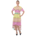 Pastel, Butterfly, Spring, Stripes, Front Wrap High Low Dress