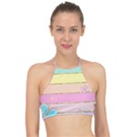 Pastel, Butterfly, Spring, Stripes, Halter Bikini Top