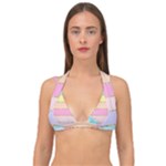 Pastel, Butterfly, Spring, Stripes, Double Strap Halter Bikini Top