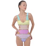 Pastel, Butterfly, Spring, Stripes, Side Cut Out Swimsuit