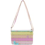 Pastel, Butterfly, Spring, Stripes, Double Gusset Crossbody Bag