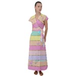 Pastel, Butterfly, Spring, Stripes, Flutter Sleeve Maxi Dress