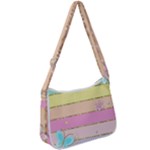 Pastel, Butterfly, Spring, Stripes, Zip Up Shoulder Bag