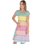 Pastel, Butterfly, Spring, Stripes, Classic Short Sleeve Dress