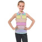 Pastel, Butterfly, Spring, Stripes, Kids  Sleeveless Polo T-Shirt