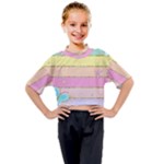 Pastel, Butterfly, Spring, Stripes, Kids Mock Neck T-Shirt