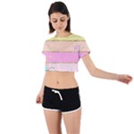 Pastel, Butterfly, Spring, Stripes, Tie Back Short Sleeve Crop T-Shirt