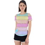 Pastel, Butterfly, Spring, Stripes, Back Cut Out Sport T-Shirt