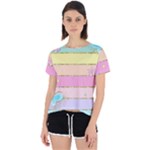 Pastel, Butterfly, Spring, Stripes, Open Back Sport T-Shirt