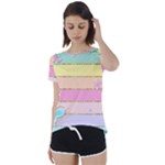 Pastel, Butterfly, Spring, Stripes, Short Sleeve Open Back T-Shirt