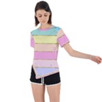 Pastel, Butterfly, Spring, Stripes, Asymmetrical Short Sleeve Sports T-Shirt