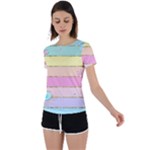 Pastel, Butterfly, Spring, Stripes, Back Circle Cutout Sports T-Shirt