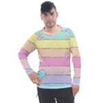 Pastel, Butterfly, Spring, Stripes, Men s Pique Long Sleeve T-Shirt