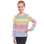 Pastel, Butterfly, Spring, Stripes, Kids  Long Mesh T-Shirt