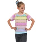 Pastel, Butterfly, Spring, Stripes, Kids  Mesh Piece T-Shirt