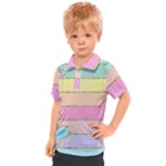 Pastel, Butterfly, Spring, Stripes, Kids  Polo T-Shirt