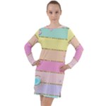 Pastel, Butterfly, Spring, Stripes, Long Sleeve Hoodie Dress