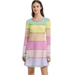 Pastel, Butterfly, Spring, Stripes, Long Sleeve Velour Skater Dress