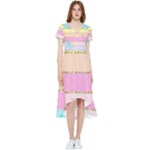 Pastel, Butterfly, Spring, Stripes, High Low Boho Dress