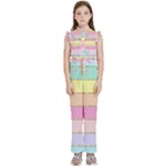 Pastel, Butterfly, Spring, Stripes, Kids  Sleeveless Ruffle Edge Band Collar Chiffon One Piece