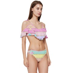 Ruffle Edge Tie Up Bikini Set	 