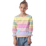 Pastel, Butterfly, Spring, Stripes, Kids  Cuff Sleeve Top