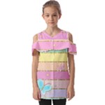 Pastel, Butterfly, Spring, Stripes, Fold Over Open Sleeve Top