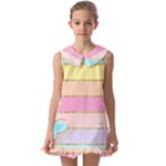 Pastel, Butterfly, Spring, Stripes, Kids  Pilgrim Collar Ruffle Hem Dress