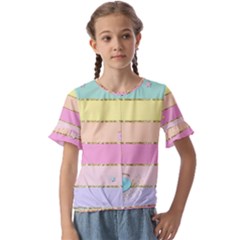 Kids  Cuff Sleeve Scrunch Bottom T-Shirt 