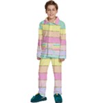 Pastel, Butterfly, Spring, Stripes, Kids  Long Sleeve Velvet Pajamas Set