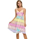 Pastel, Butterfly, Spring, Stripes, Sleeveless Tie Front Chiffon Dress